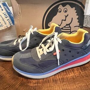 CROCS Men's Blue and Yellow Retro Trainers Sneakers size 11